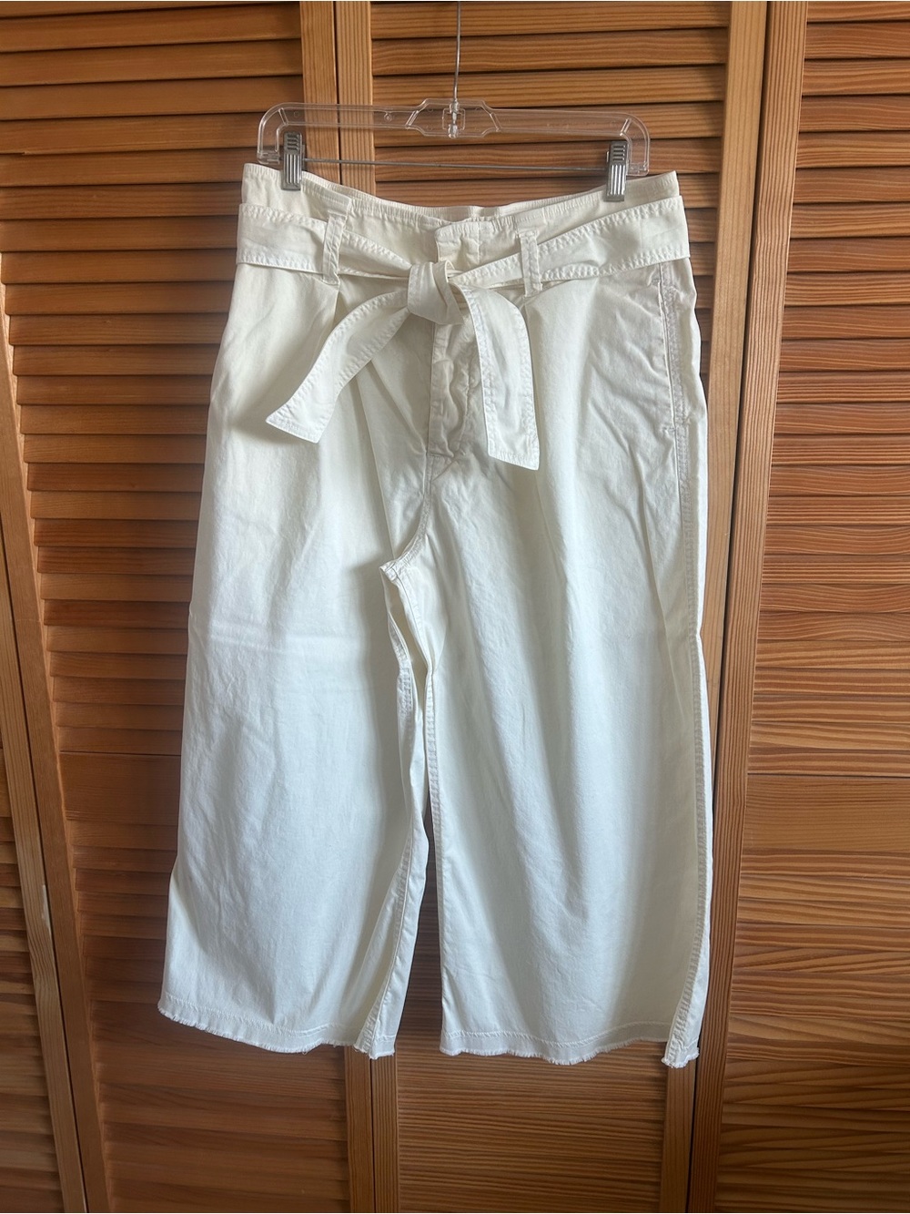 Nili Lotan Cream Wide-Leg Tie-Waist Cropped Pants